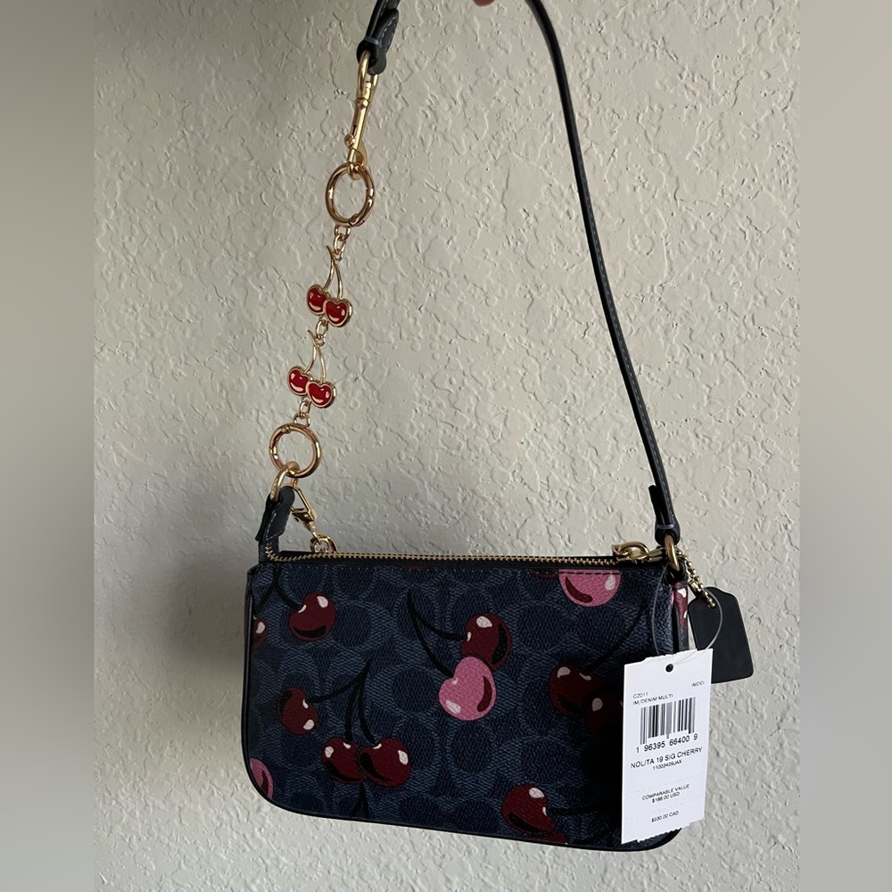 Nolita 19 in Signature Canvas with Cherry Print and Handmade Cherry Charm - Picture 2 of 12